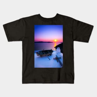 Santorini Purple Sunset Kids T-Shirt